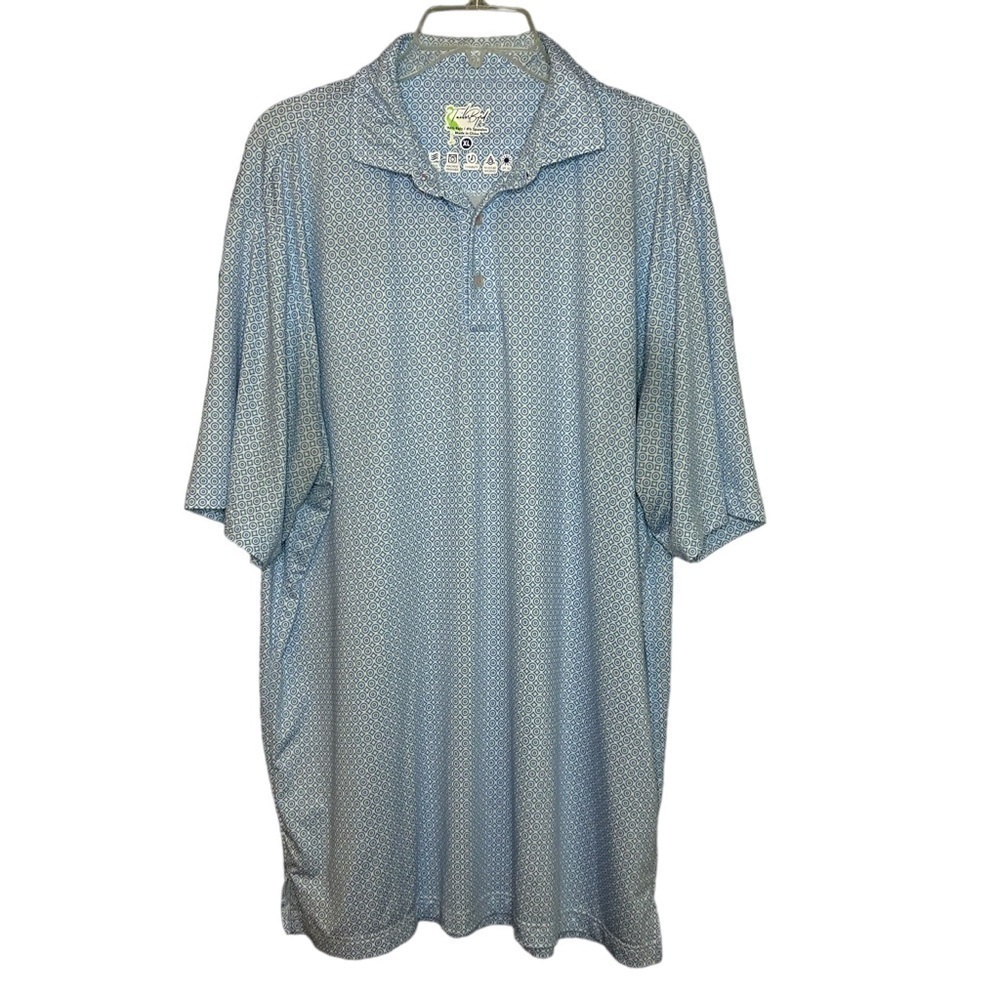 TailorByrd Performance Golf Polo XL Blue Geometric Quick Dry SPF